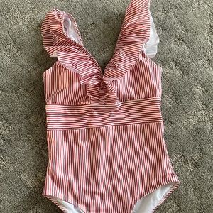 Red and white stripe one piece